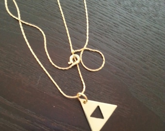 Gold Triforce Legend of Zelda inspired symbol necklace custom jewelry Triangle Geometric