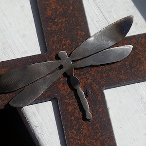 Cross Dragonfly recycled steel Decor custom metal cross Butterfly rusty cross