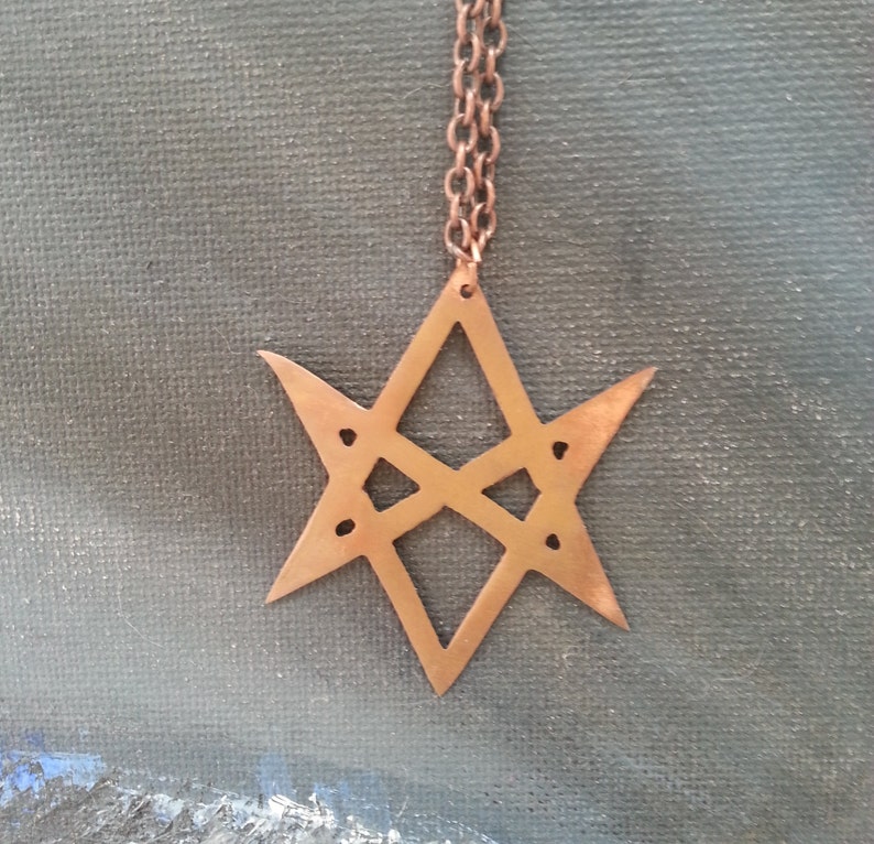 Aquarian Star of Solomon Unique Occult Supernatural Symbol Men Of Letters Recycled copper Fandom custom necklace image 3
