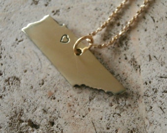 Gold Tennessee State hand stamped Heart Necklace