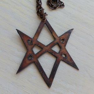 Aquarian Star of Solomon Unique Occult Supernatural Symbol Men Of Letters Recycled copper Fandom custom necklace image 1