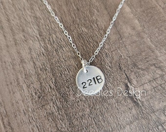 221B Sherlock Holmes Fan Necklace Apartment Number Custom Necklace