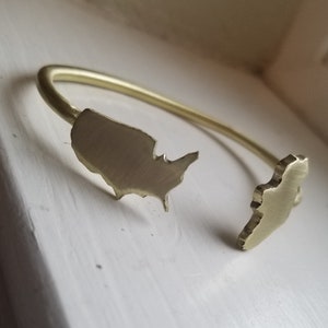 USA Country Recycled Brass CUSTOM State or Country Open Bangle Gold state bracelet