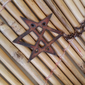 Aquarian Star of Solomon Unique Occult Supernatural Symbol Men Of Letters Recycled copper Fandom custom necklace image 5