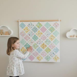 Baby Quilt Pattern PDF | Beginner Crib Quilt Pattern | Charm Pack Quilt | Squares on Point | Diamond Quilt | Nursery Quilt