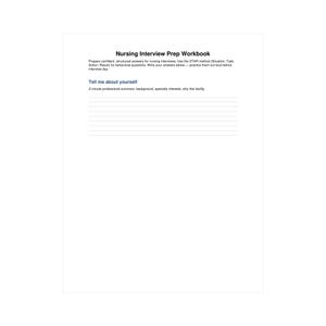 Cuaderno de preparación para entrevistas de enfermería (imprimible) / Guía de preguntas y respuestas para entrevistas de enfermería / PDF para entrevistas de enfermería para recién graduados