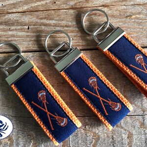 Lacrosse Key Fob/ Preppy Key Chain / Party Theme Key Fob / Lacrosse /Leather Key Chain/ Key Ring