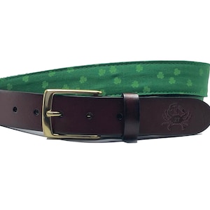 Shamrock Leather Belt/ Shamrock and Rainbow Pattern Belt/St. Patricks Day Belt