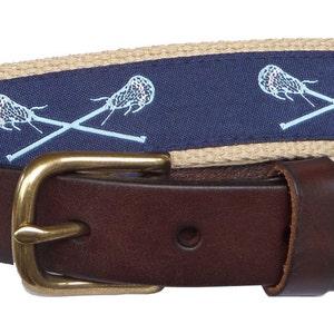 Light Blue Carolina Lacrosse Belt / Leather Belt / Canvas Belt / Preppy Webbing Belt for Men, Women and Children/Light Blue Lacrosse on Navy