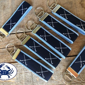 Field Hockey Key Fob/ Preppy Key Chain / Party Theme Key Fob / Field Hockey /Leather Key Chain/ Key Ring/Pink Out