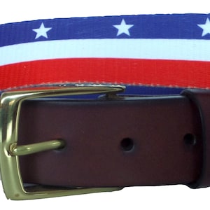 American Flag Leather Belt /Leather Belt /Canvas Belt /Mens Belt/ D Ring Belt / Kids Belt/ Womens Belt/American Flag Woven Webbing Belt