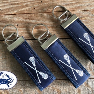 Lacrosse Key Fob/ Preppy Key Chain / Party Theme Key Fob / Lacrosse /Leather Key Chain/ Key Ring