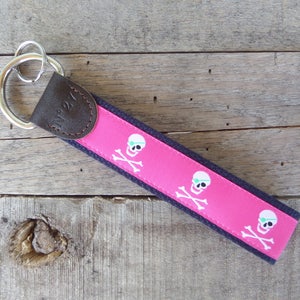 Jolly Roger Nautical Key Fob/ Preppy Key Chain / Party Theme Key Fob /Jolly Roger /Leather Key Chain/ Key Ring/ Nautical Key Fob