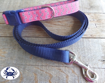 Dog Collar, Anchors, 1 inch wide, adjustable, quick release, Nautical Style, Custom Made