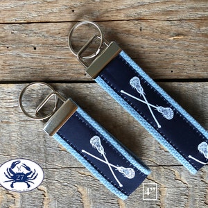 Lacrosse Key Fob/ Preppy Key Chain / Party Theme Key Fob / Lacrosse /Leather Key Chain/ Key Ring