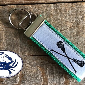 Lacrosse Key Fob/ Preppy Key Chain / Party Theme Key Fob / Lacrosse /Leather Key Chain/ Key Ring