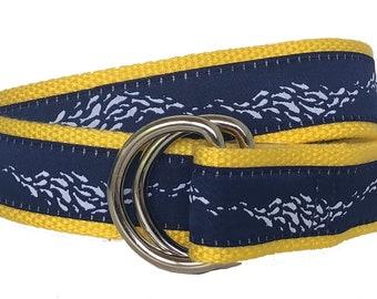 Sailfish Men's Woven Ribbon Belt, Navy Fishing Belt, Boating Gift