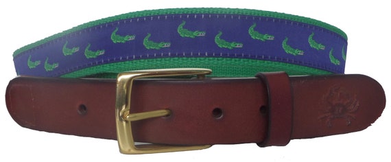 Leather Tab and Buckle No27 Mens Blue Crab Leather Belt Blue Crab Nautical Leather Belt