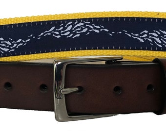 Sailfish Men's Woven Ribbon Belt, Navy Fishing Belt, Boating Gift
