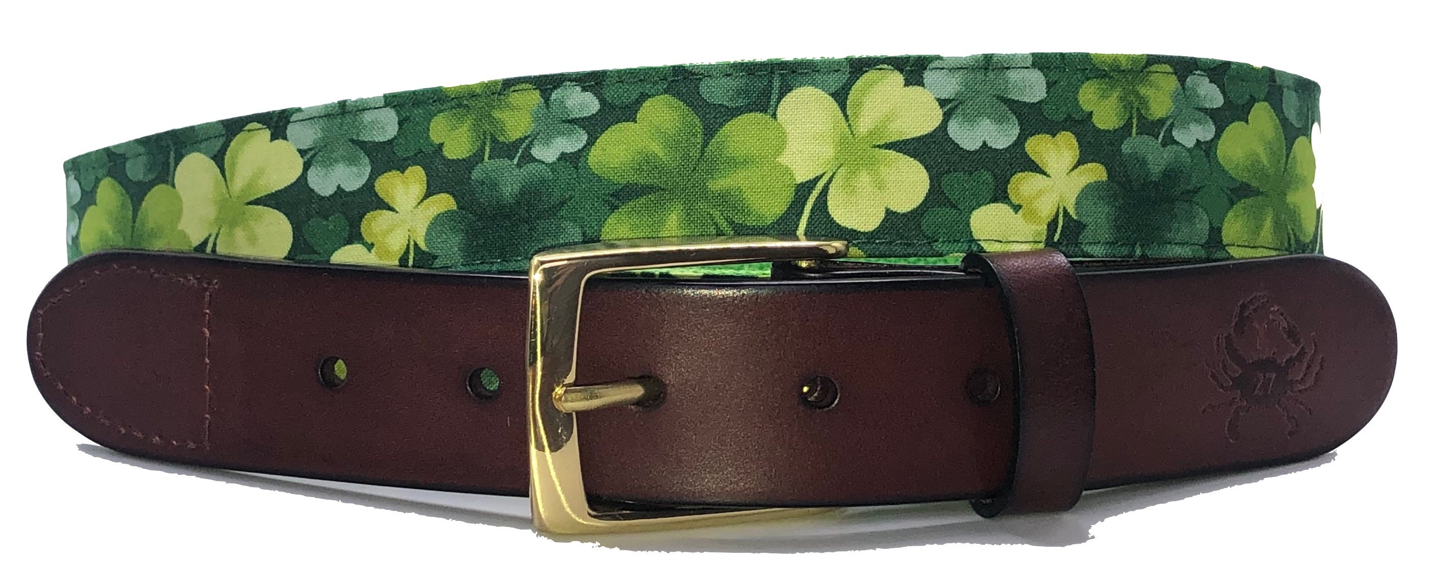 St. Patrick’s Day shamrock clover Celtic cowhide leather belt Shamrock Ribbon Club Belt main image 4