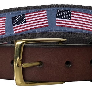 American Flag Leather Belt /Leather Belt /Canvas Belt /Preppy Belt for Men, /History of the American Flag Leather Style Belt