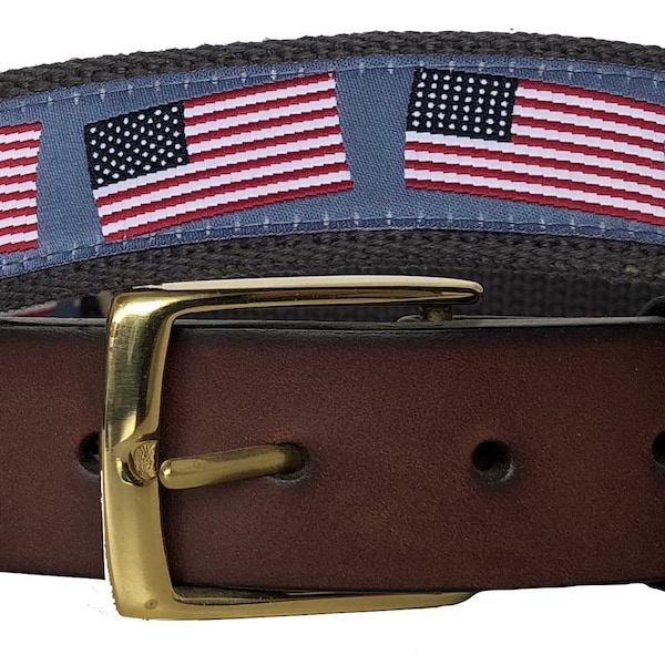 American Flag Leather Belt /Leather Belt /Canvas Belt /Preppy Belt for Men, /History of the American Flag Leather Style Belt