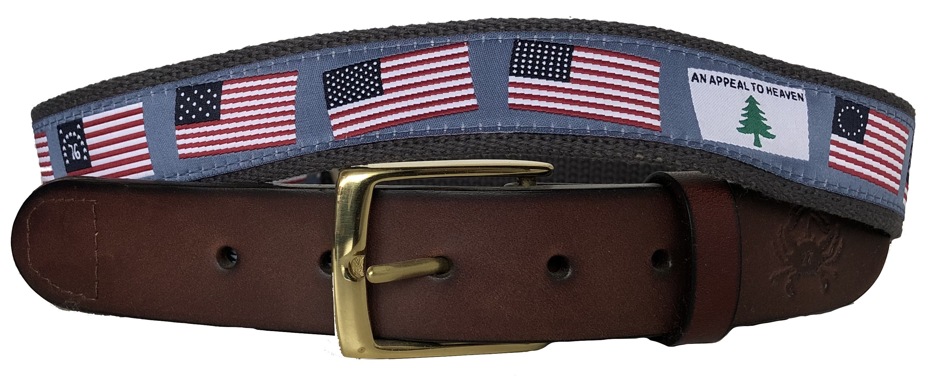 Leather Man Ltd American Flag Canvas Leather Belt Brass Buckle Preppy USA Sz 24 American Flag Leather Belt /leather Belt /canvas Belt  main image 4