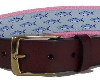Jacquard Whale Ribbon Belt/preppy Whale 