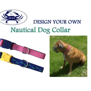 Nautical DOG Collar/ Adjustable Dog Collar/ Dog Collar and Leash Set/Design your own dog collar
