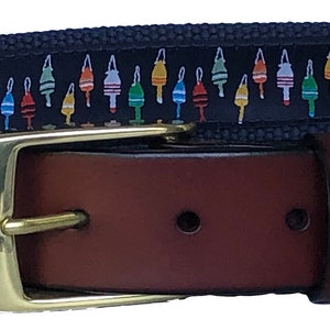 Lobster Buoy Leather Belt / Leather Belt / Canvas Belt / Preppy Webbing Belt for Men, Women and Children/ Lobster Buoy Fishing Belt