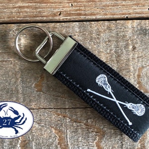 Lacrosse Key Fob/ Preppy Key Chain / Party Theme Key Fob / Lacrosse /Leather Key Chain/ Key Ring