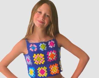 Granny Square Tank Top, Crochet Top Pattern, Easy Crocheted Granny Square, Boho Crop Top, Crocheting Pattern, Women Sizes, Altar'd State