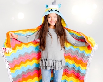 Unicorn Blanket, Crochet Unicorn, Unicorn Crochet, Hooded Crochet, Hooded Blanket, Crochet Hooded Blanket, Unicorn Gift, Sparkle Crochet