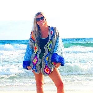 Crochet Lantern Cardigan, Crochet PDF, Crochet Swim Cover Up, Crochet Beach, Beach Cardigan, Beach Coverup, Mystical Lantern, Colorful Swim