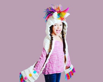 Unicorn Pattern, Crochet Pattern, Crochet Unicorn, Crochet Scarf, Childrens Crochet, Unicorn Scarf, Hooded Unicorn, Unicorn Amigurumi,
