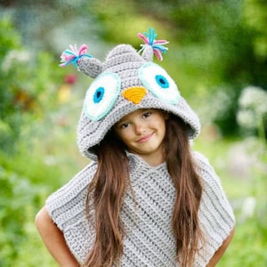 Owl Poncho Crochet Pattern, Owl Poncho, Hooded Poncho, Hooded Owl Poncho, Owl Hood, Owl Blanket, Hooded Owl Blanket, Crochet Owl, Poncho