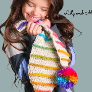 Pom Pom Scarf, Rainbow Scarf, Cowl Scarf, Cowl, Winter Scarf, Crochet Scarf Pattern, Fashion Scarf, Infinity Scarf, Crochet Scarf PDF