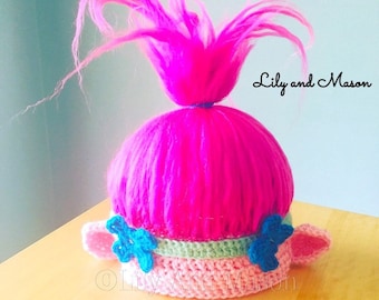 Poppy Troll Hat, PDF Pattern, Poppy, Troll, Troll Hat, Poppy Hat, Trolls Hat, Pink Troll Hat, Princess Poppy, Pink Troll, Character Hat