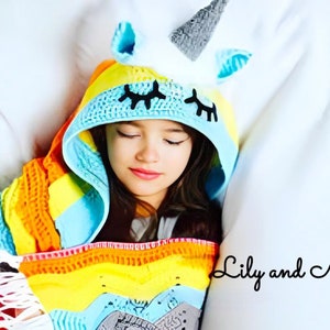 Einhorn Häkelanleitung, Regenbogen Einhorn, Einhorn häkeln, Einhorn Decke, Einhorn Decke häkeln, Einhorn Decke mit Kapuze, Einhörner,