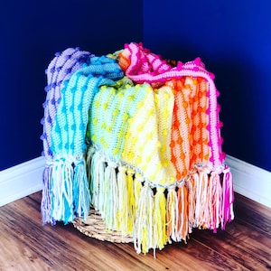 Rainbow Blanket, Crochet Pattern, Crochet Blanket, Crochet Rainbow, Rainbow, Colorful Blanket, Boho, Boho Blanket, Girls Crochet Blanket