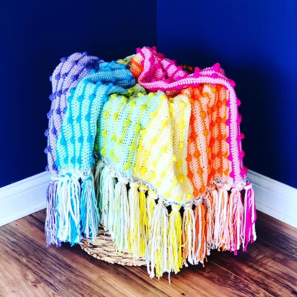 30 Rainbow Blanket Crochet Patterns to Brighten Baby Rooms, Throws, and Gift Giving 17 Rainbow Boho Blanket Crochet Pattern