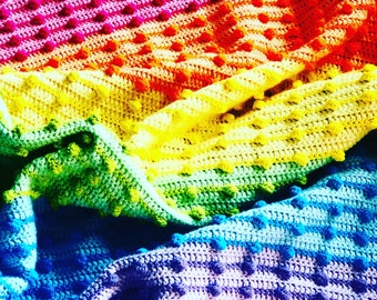 Rainbow Baby, Crochet Baby Blanket, Rainbow Baby Gift, Crochet Rainbow Blanket, Crochet Blanket, Easy Crochet Pattern, Boho Crochet, Crochet