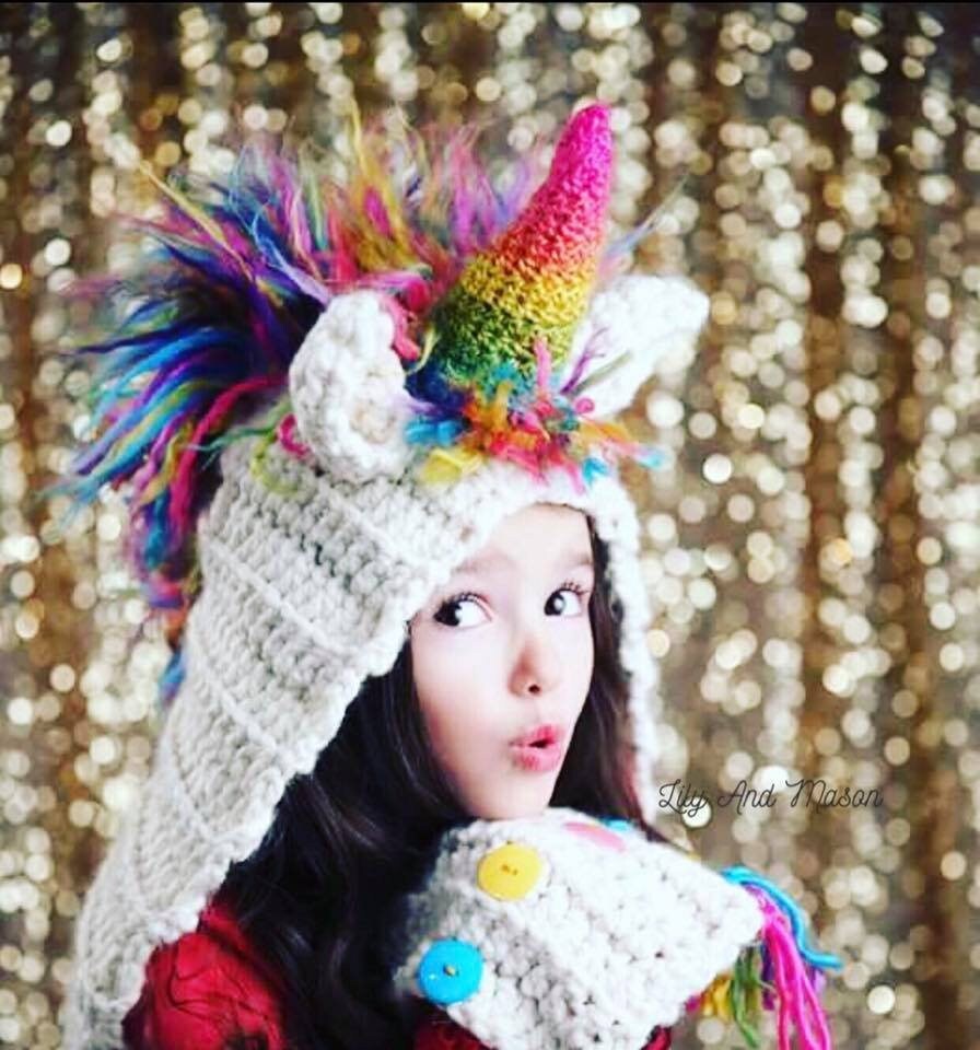 crochet unicorn hooded scarf