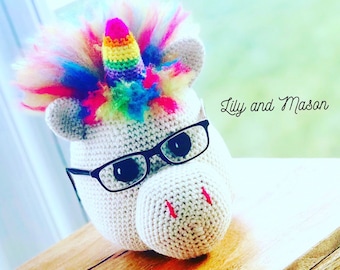 Unicorn Eyeglasses Holder, Crochet Pattern, Crochet Unicorn, Unicorn Pattern, Eyeglasses Holder, Unicorn Holder, Rainbow Unicorn, Unicorn