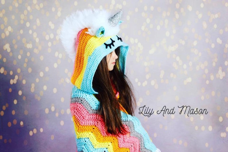 Unicorn Crochet Pattern, Rainbow Unicorn, Crochet Unicorn, Unicorn Blanket, Crochet Unicorn Blanket, Hooded Unicorn Blanket, Unicorns, image 4