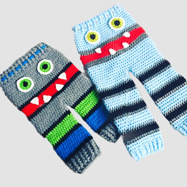Monster Pants, Crochet Monster Pants, Crochet Baby Pants, Crochet Monster, Knitted Monster, Crochet Pattern, Monster Pattern, Baby Pants
