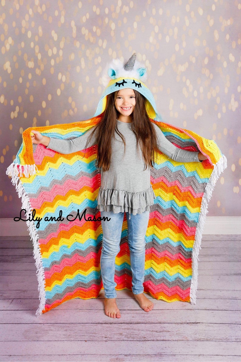 Unicorn Crochet Pattern, Rainbow Unicorn, Crochet Unicorn, Unicorn Blanket, Crochet Unicorn Blanket, Hooded Unicorn Blanket, Unicorns, image 3