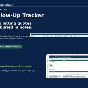 Pest Control FollowUp Tracker Quote Customer Lead XLSX Spreadsheet Template