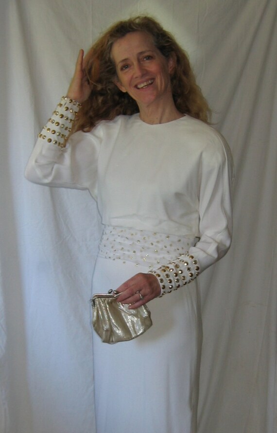 Adele Simpson Long White Dress