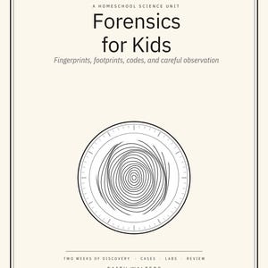 Forensisch onderzoek voor kinderen: printbare lesmodule, wetenschap voor thuisonderwijs, groep 1-5, detectiveactiviteiten met vingerafdrukken, PDF-download